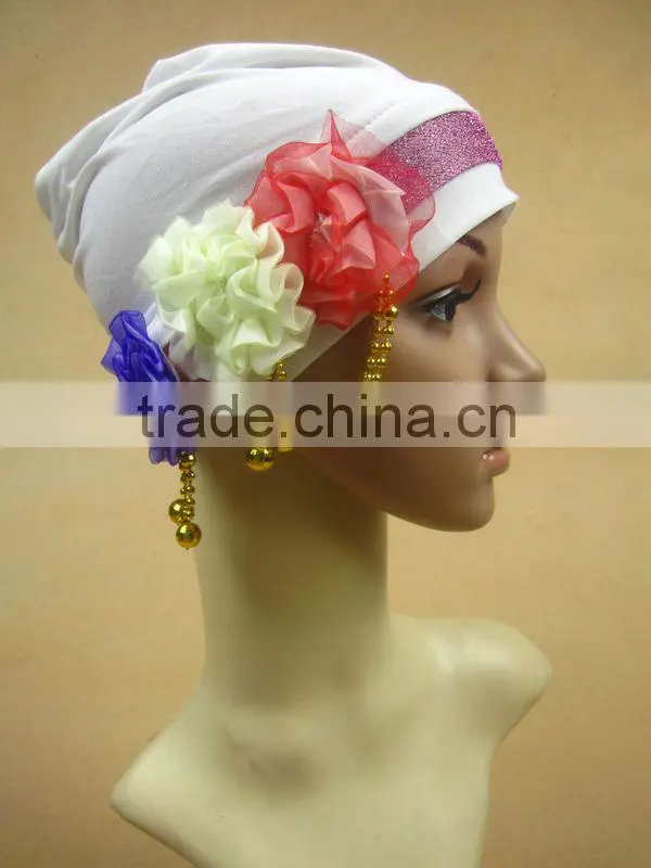 A521 fashion 3 flowers islamic hijab cap muslim hat