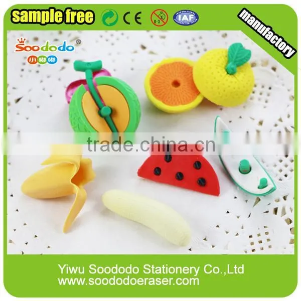 Cartoon 3d fruit shape eraser in Europe market