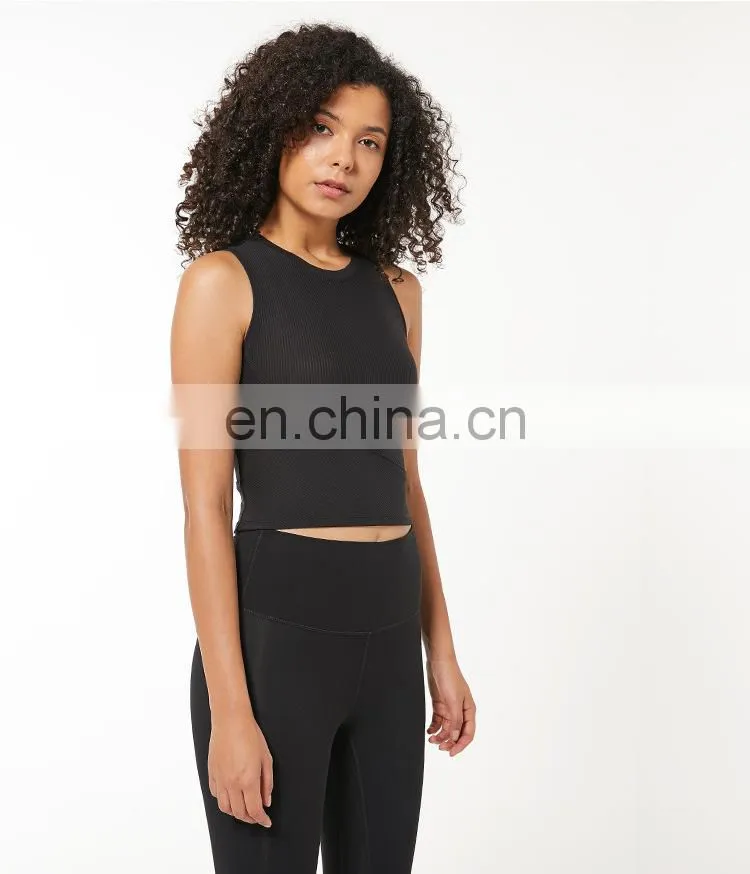 OEM & ODM Supplier Custom Logo Ribbed Fashion Gym Wear Sleeveless Yoga Crop Tank Top