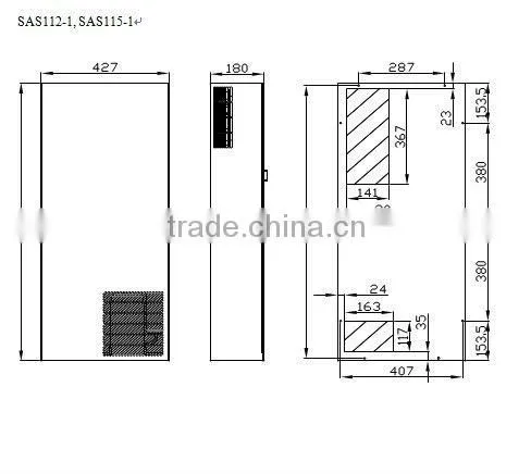 1200W/1500W IP23/IP55 side mounted industrial precision air cooler for control box or telecom cabinet