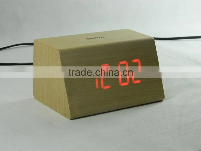 WL1226T Hot Sale Nature Wood Sensor Touch Table Clock