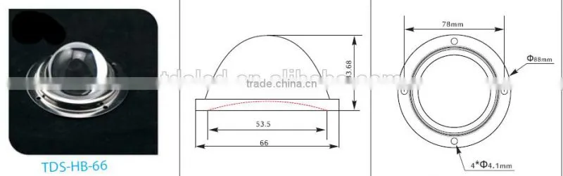 60 degree 10W 20W 30W high power bay light led glass lens