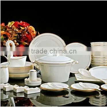 58 pcs gold rim porcelain dinner set luxury design dinner set
