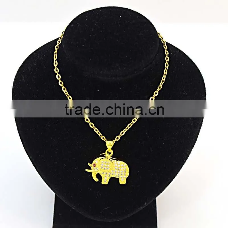 Wholesale indonesian market elephant stainless steel gold jewellery pendant necklaces