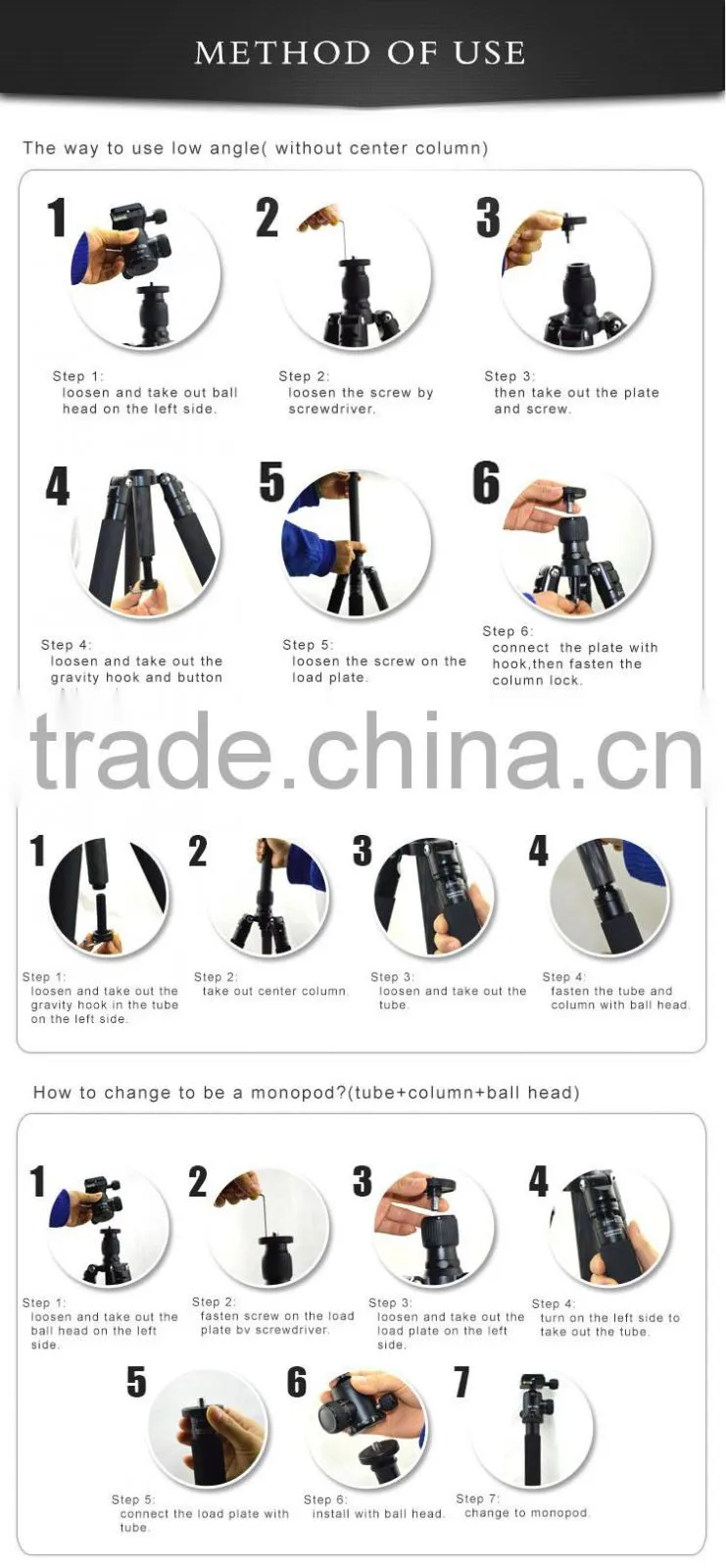 DSLR & Digital Camera Tripod applicable max tube lightweight digital accessories tripod with carbon fiber tube