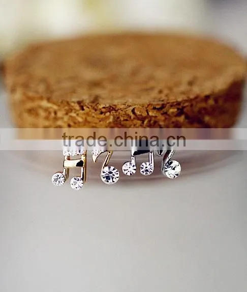 Music earrings music note post earring rhinestone music earrings