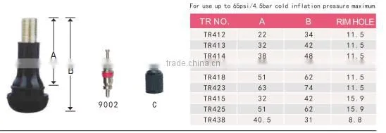 Promotion Chrome Sleeve Rubber Snap-In Pull Through Tire Valve Stems For Car Truck TR413C