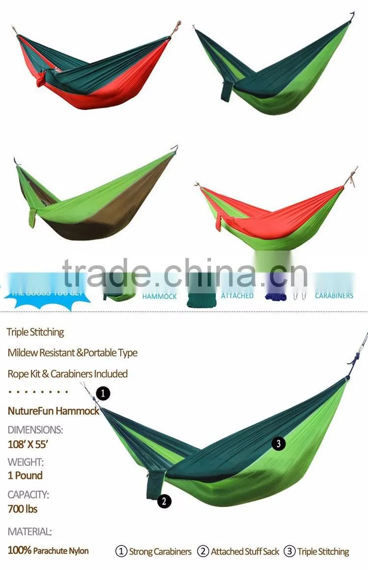 Hanging Parachute Fabric Folding Outdoor Sleeping Portable Nylon Hammock