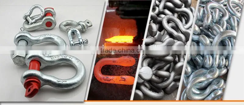 High strength forged galvanized Alloy steel Bolt safety Marine hardware screw pin bow shackle