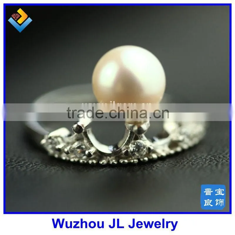 Cubic Zirconia Stone Butterfly And Natural Pearl Gemstone Fashion Silver Ring