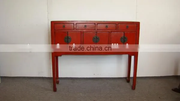 Red Chinese antique side table furniture