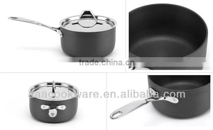 Professional hard-anodized Aluminium kitchenware/cookware with stainless steel lid