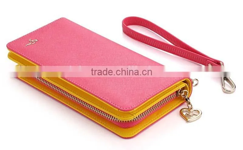 2015 new design promotion pretty pu leather rfid wallet zipper