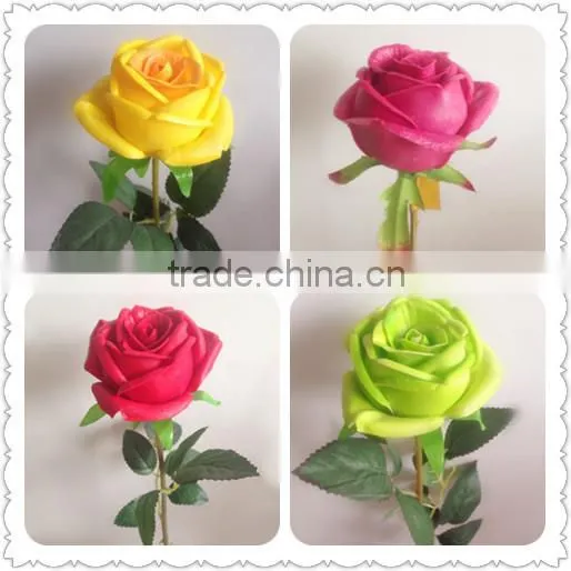 China wholesale single stem PU foam rose DIY artificial bridal flower bouquet