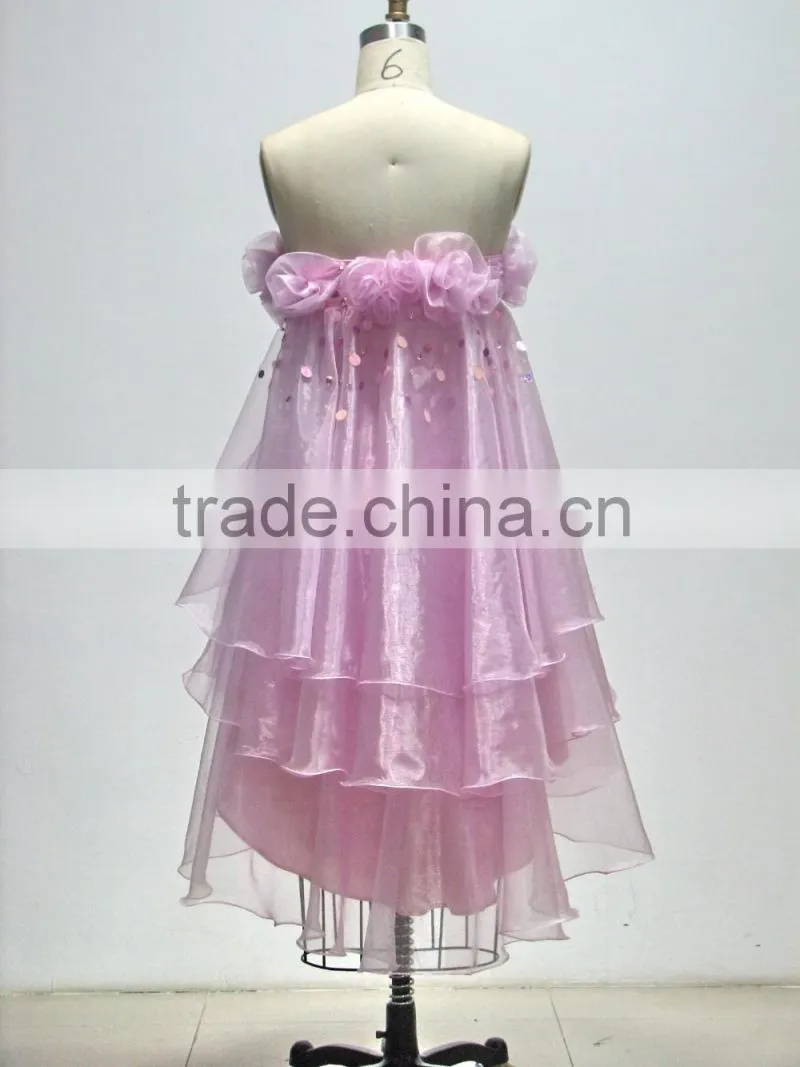 Chaozhou Wholesale Pink Organza Homecoming Cocktail Evening Dress