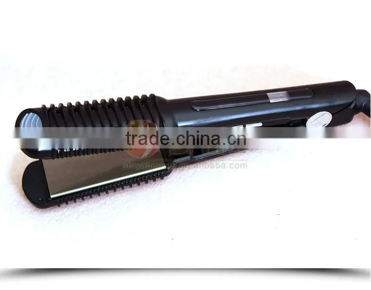 2015 new products hair dressing tools 2 in 1 LCD and lED unite flat iron hair straightener titanium SY-869