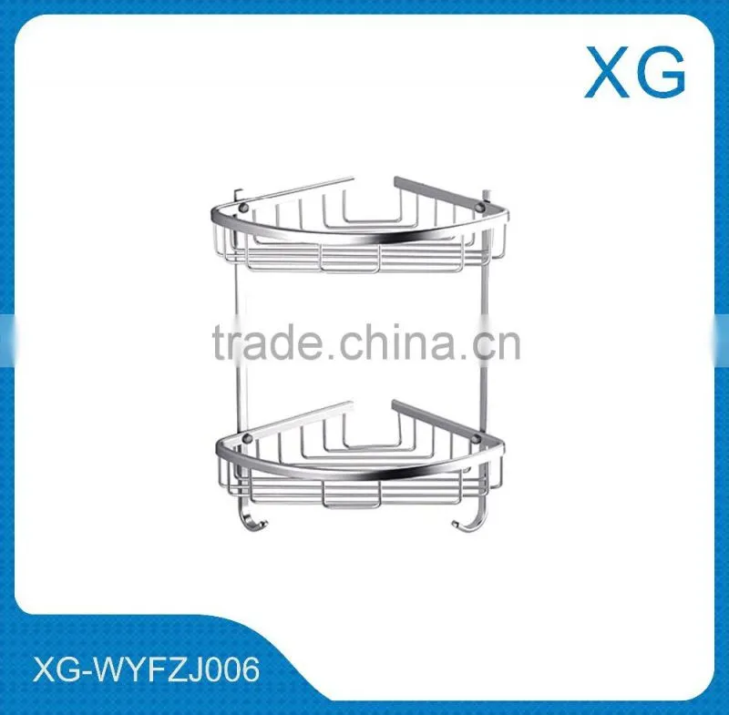 Bathroom wall mounted corner shelves/Hot sale metal chrome bathroom shelf /corner rack