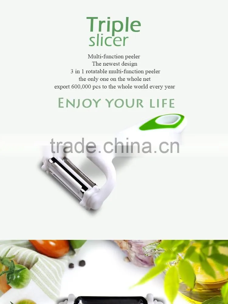 2016 as seen on TV kitchen gadgets 3 in 1 blades rotary manual multifunctional potato vegetable slicer peeler