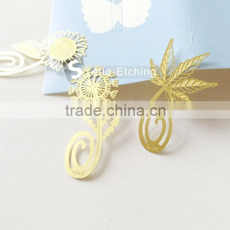 Wholesale fashion etching metal bookmark for souvenir