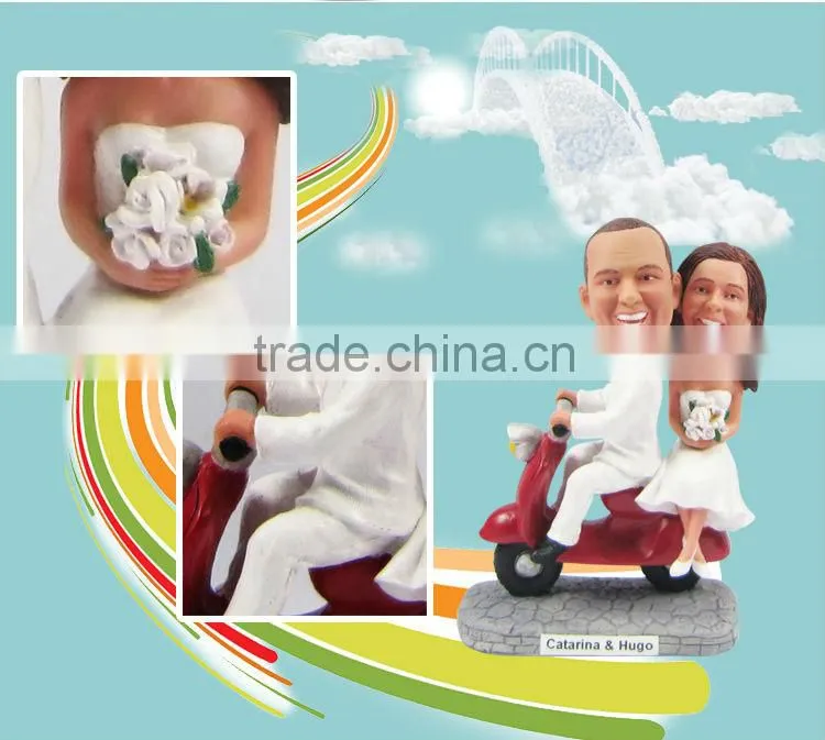 motorbike style wedding cake toppers/bobblehead