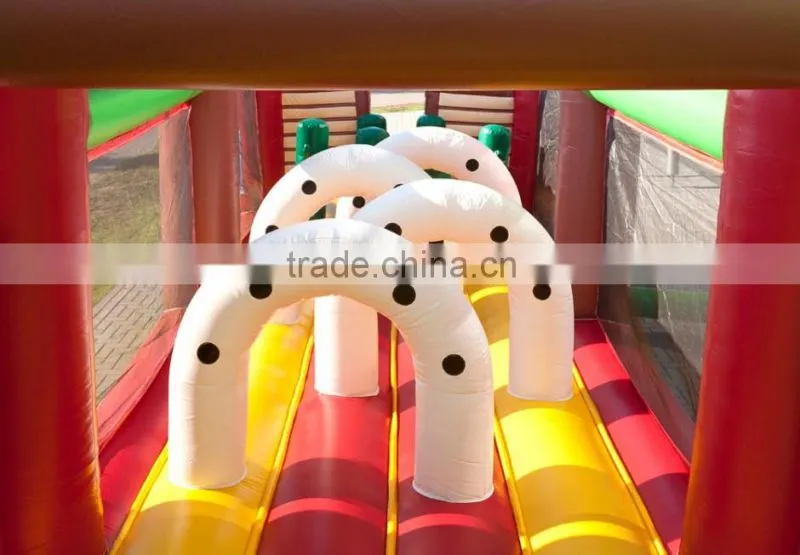 interesting cow boy bouncy house slide obstacle course, kid and adult inflatable obstacle course for sale