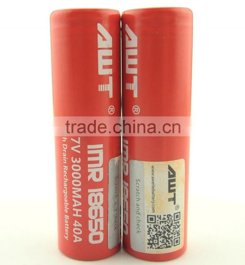 High drain AWT 18650 3000mah 40a battery 18650 rechargeable battery for x arab you tube awt battery