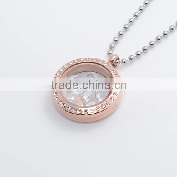 Crystal round 20mm/25mm/30mm stainless steel magnectic jewelry floating glass lockets