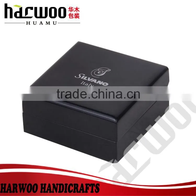 High-end matt wooden cufflink storage box with logo
