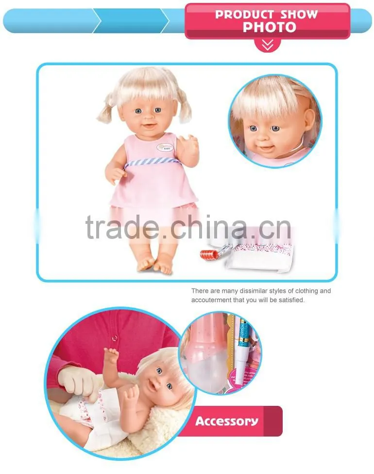 Popular 2016 hot sell chinese girl drink and pee reborn baby doll for kindergarten