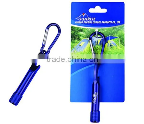 82018# 3 in1 mini bottle opener flashlight with carabiner
