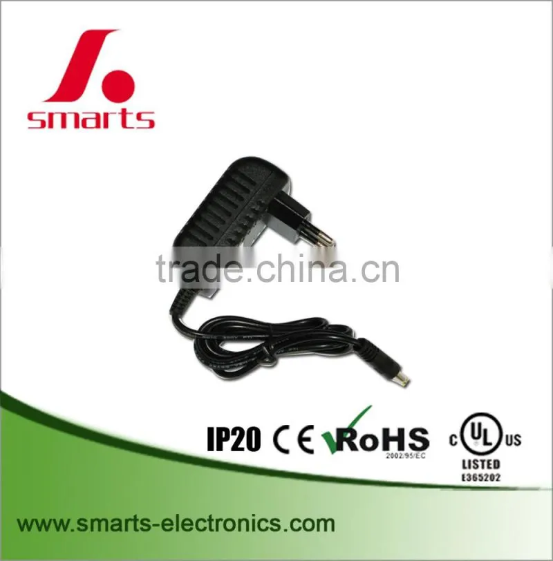 ce ul listed 12v 24v 9w wall type power adapter with eu us uk plug