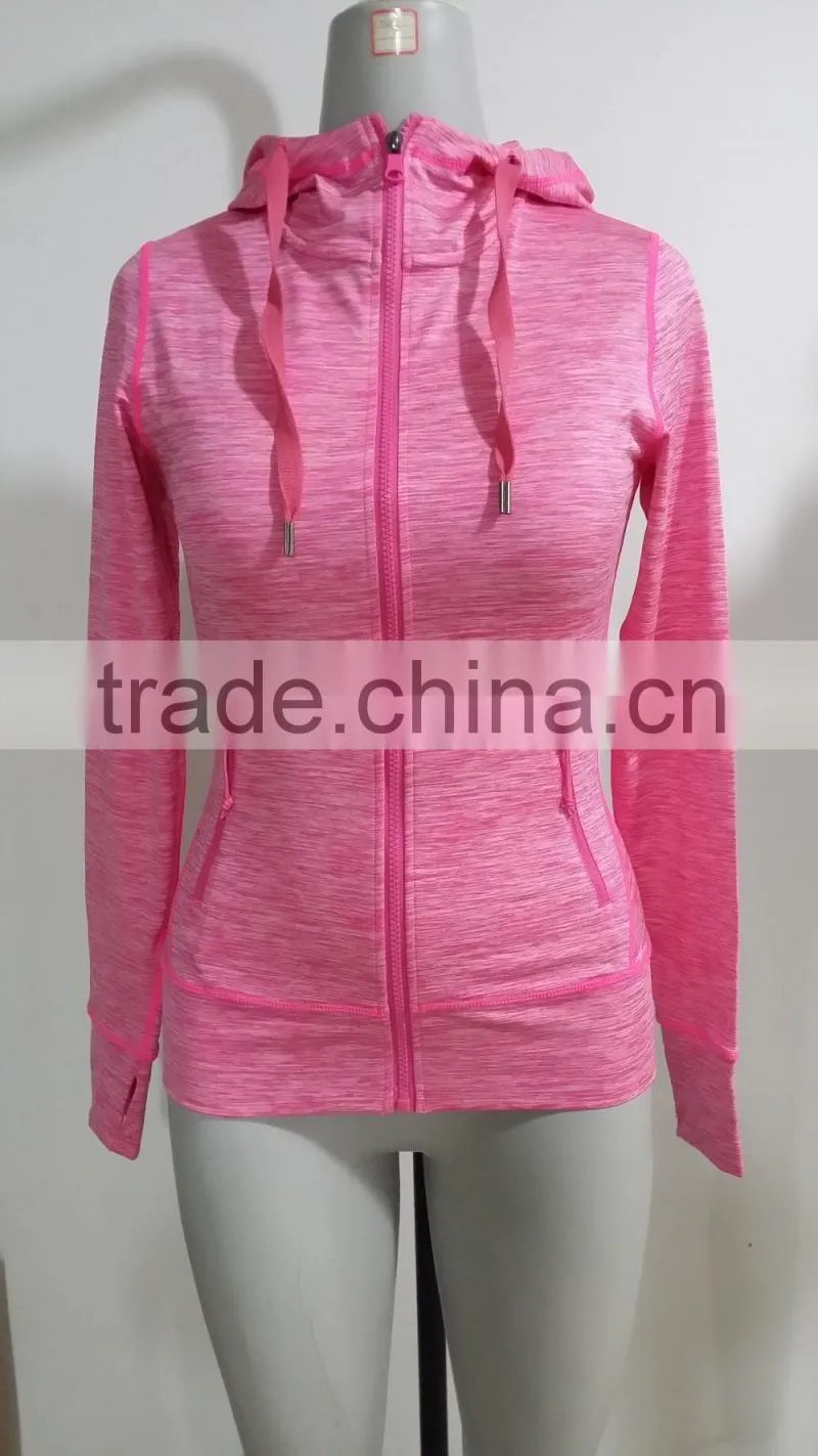 2016 New sports jacket heather melange hooded jacket runing jacket