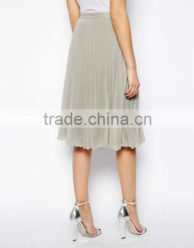 women long pleated chiffon skirt 2014
