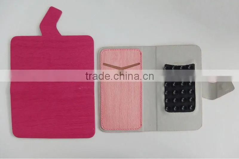 Wallet Leather Universal case with two card slots & suction,universal leather case