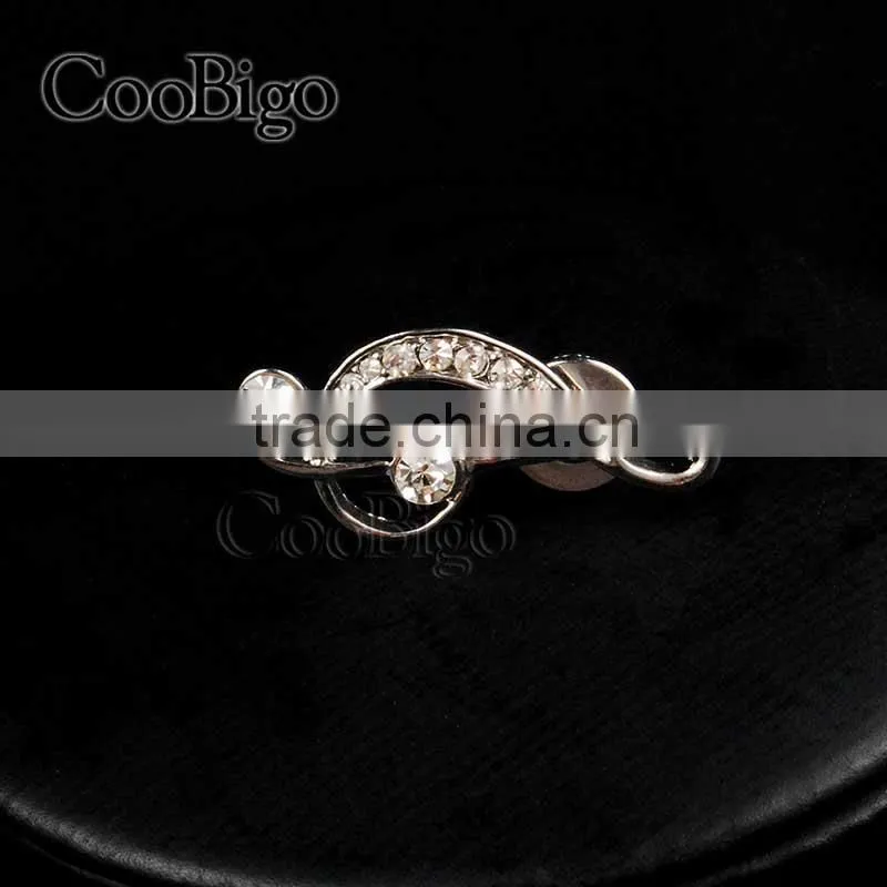 Fashion Jewelry Charming Rhinestone Musical Note Cuff-Link Silver Unisex Party Wedding Gift Promotion Apparel Accessories