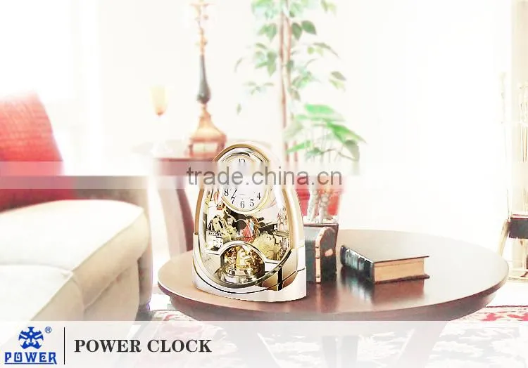 Fairy tale desk clock Varnish Rotating Pendulum clock with music PW4212