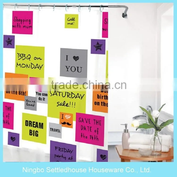 Full Print letters Design PEVA Shower Curtain Children Use