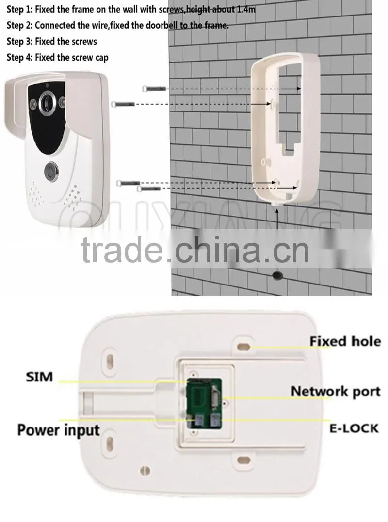 High quality Mobile Phone Remote Monitoring Intelligent Doorbell 720P App IOS, Android, doorbell intercom wifi