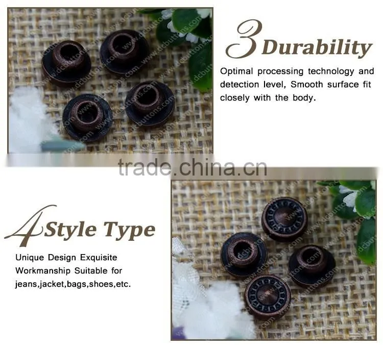 Fashion High quality Metal plating nickel free lead free jeans button and rivets