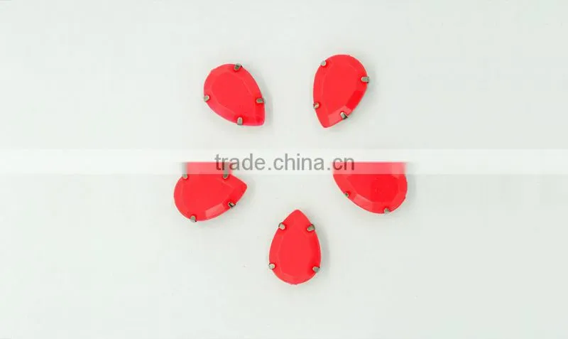 CE teardrop pear claw metal base setting acrylic jewel rhinestone DIY fashion decoration craft fitting garment bags accessories