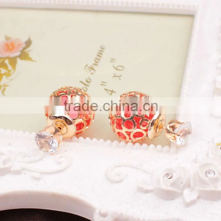 double faced handmade crystal earring, crystal ball earrings