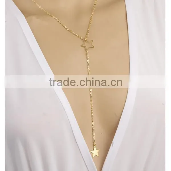 star gold long necklace jewelry, long tassel necklace