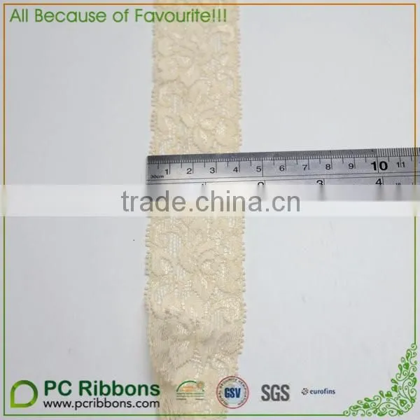 1.5" width cream stretch lace trim DIY headband