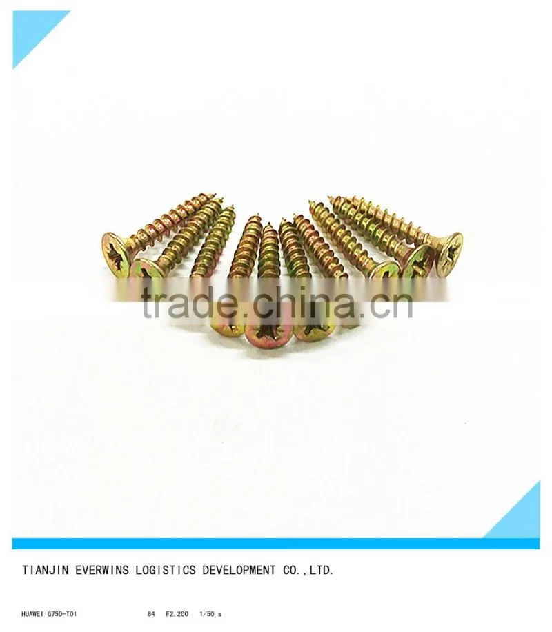 Brass plated screws Pozidriv head Fine thread Drywall screws