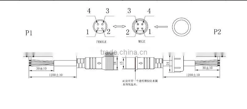 2pin, 4pin, 6pin 8pin anti UV waterproof cable