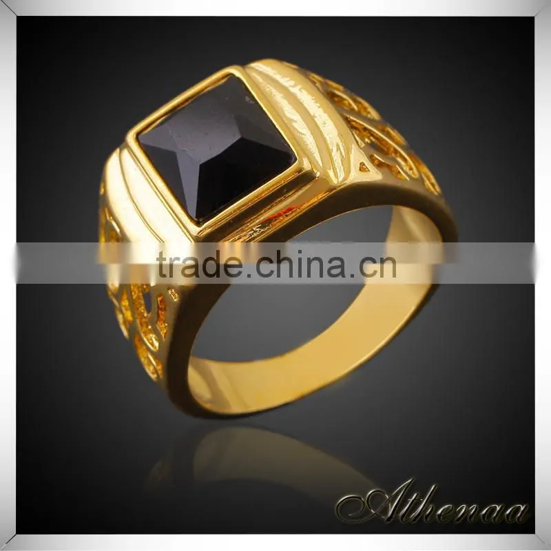 ATHENAA Good Quality Brass Hot Selling Handsome Men's Ring 18k Gold Jewelry Wholesale