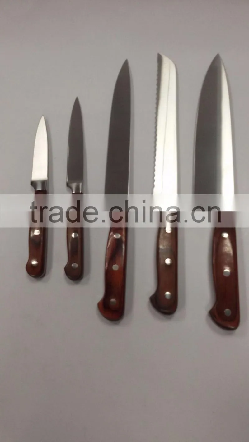 Six sets kitchen stainless steel cutlery set combination Colour wooden handle high-grade knives set
