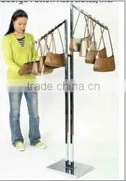 two sides waterful chromed metal garment display rack,metal clothing display rack,floor standing metal display rack