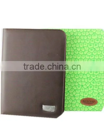 wholesale personal leather portfolio with zipper/calculator /notepad