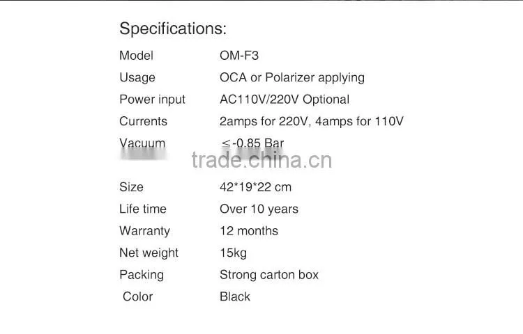 OCAmaster Universal 3 in 1 OCA Film Laminating Machine OM-F3 For LCD Refurbishing With Built-in Compressor & Vacuum Pump